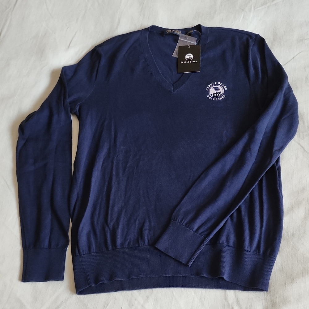 Polo Ralph Lauren Golf Pebble Beach Navy Blue V-Neck Sweater
